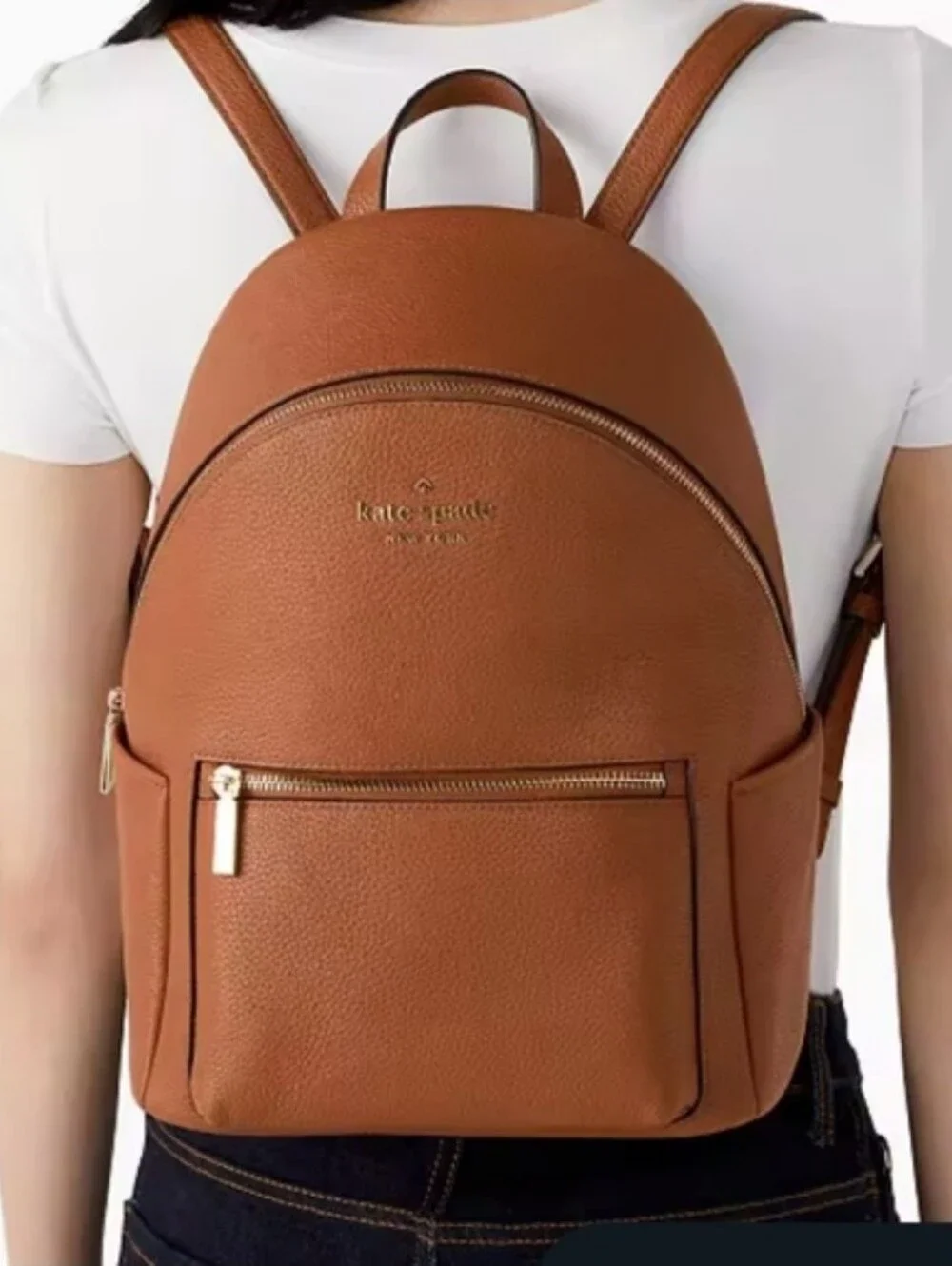 Kate Spade Leila Dome Tan Leather Backpack Kate Spade New York Leila Pebbled Leather Large Dome  main image 2